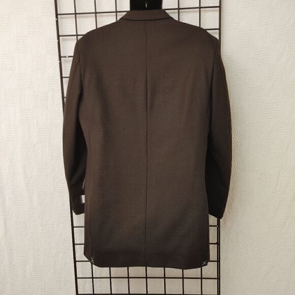 ANDRE LANZINO MEN'S 100% WOOL BLK/BRN MINI CHECK SPORT JACKET. - Picture 2 of 8